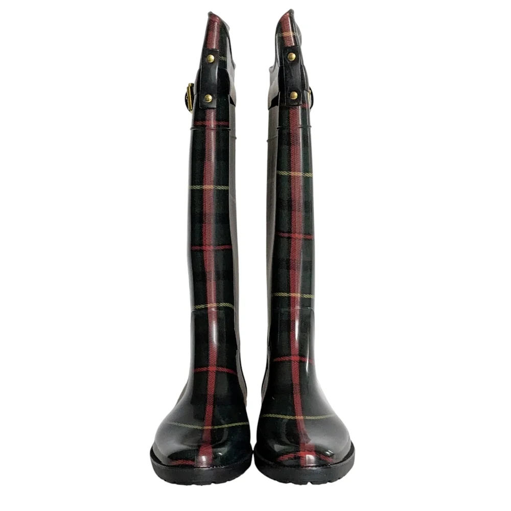 Lauren Ralph Lauren Rosslyn II Plaid Rain Boots Size 5
